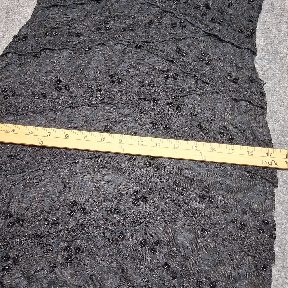 Cindy USA Black Lace Beaded Tiered V-Neck Cocktail Dress Womens Medium LBD - Picture 5 of 11